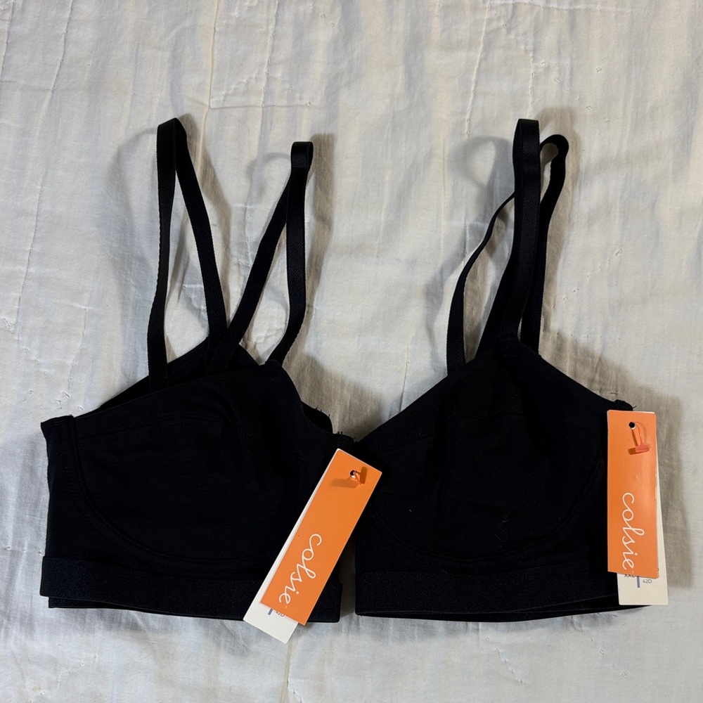 NWT Colsie Black Bralettes 2-Pack Wireless Lounge & Sleep Bras Size Small